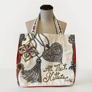 Brighton All That Glitters Merry And Brighton Large Canvas Tote Bag Mulitcolor